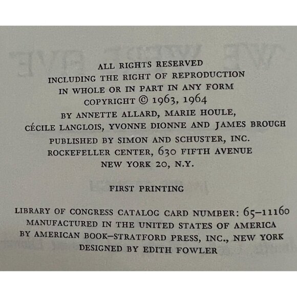 Hardcover 1965 We Were Five James Brough Simon and Schuster - Picture 4 of 4
